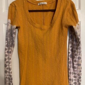 We The Free Goldenrod and Tie-Dye Long Sleeve Top
